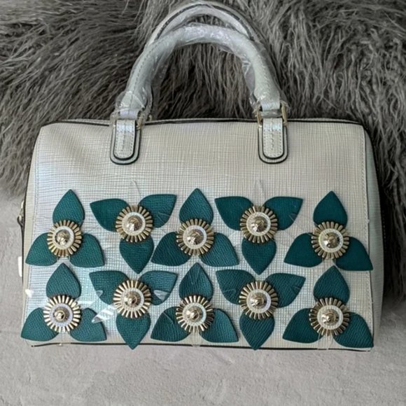 Henri Bendel West 57th Barrel Satchel Iridescent White NEW with Tags - Picture 3 of 8